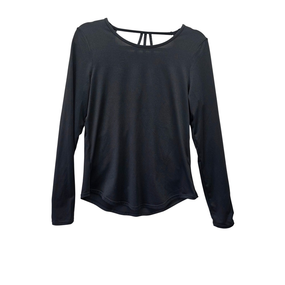 LINC Black Strappy Open Back Long Sleeve Activewear Top Womens Medium Workout